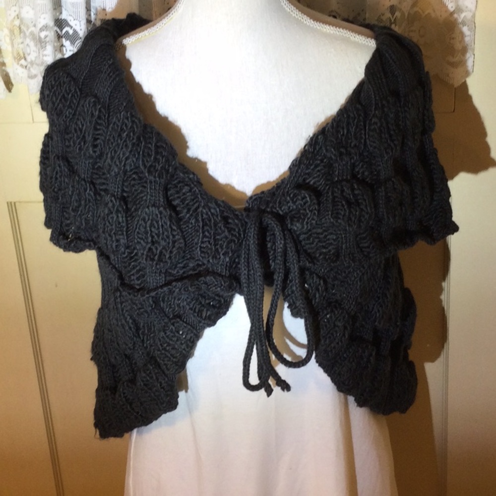 Beautiful Knit Dark Charcoal Grey Cover Up by Cecise